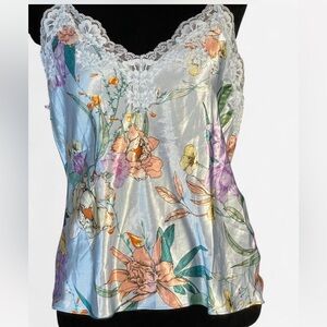 Floral Lace Trim Camisole Top